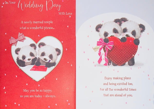 Wedding day card - cute bears with heart