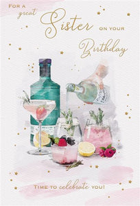 Sister birthday card - birthday gin