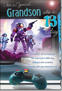 Grandson 13th birthday card- gamer