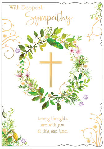 Sympathy card- cross and flowers