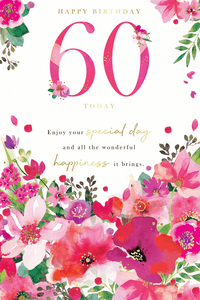 60th birthday card - pretty flowers