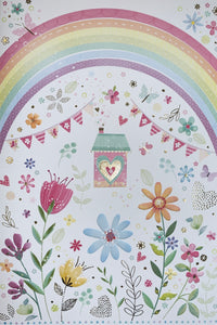 Blank card - rainbow and flowers