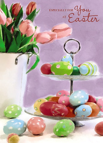 Easter card- Easter eggs and flowers