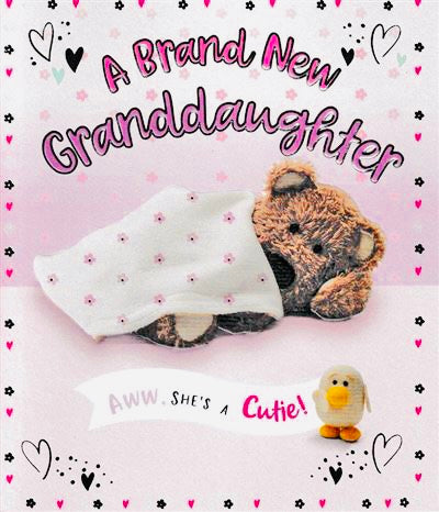 Granddaughter birth congratulations card - cute bear