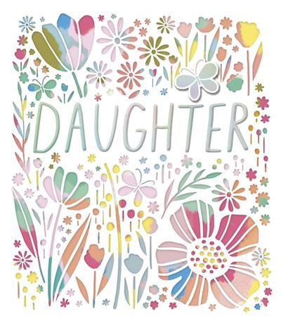 Daughter birthday card modern rainbow flowers