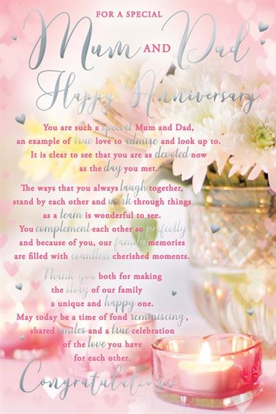 Mum and Dad anniversary card - sentimental verse