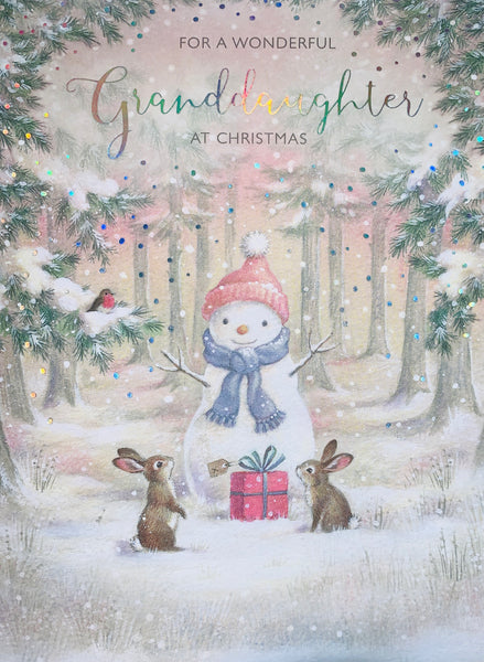 Granddaughter Christmas card - cute snowman