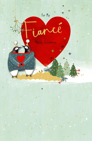 Fiancé Christmas card - cute penguins