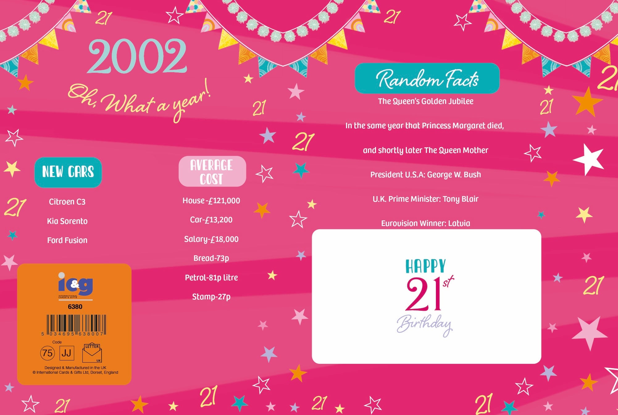 21st birthday card - born in 2002