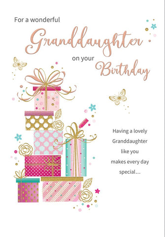 Granddaughter birthday card- modern presents