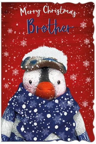 Brother Christmas card - cute penguin