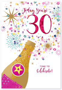 30th birthday card- birthday champagne