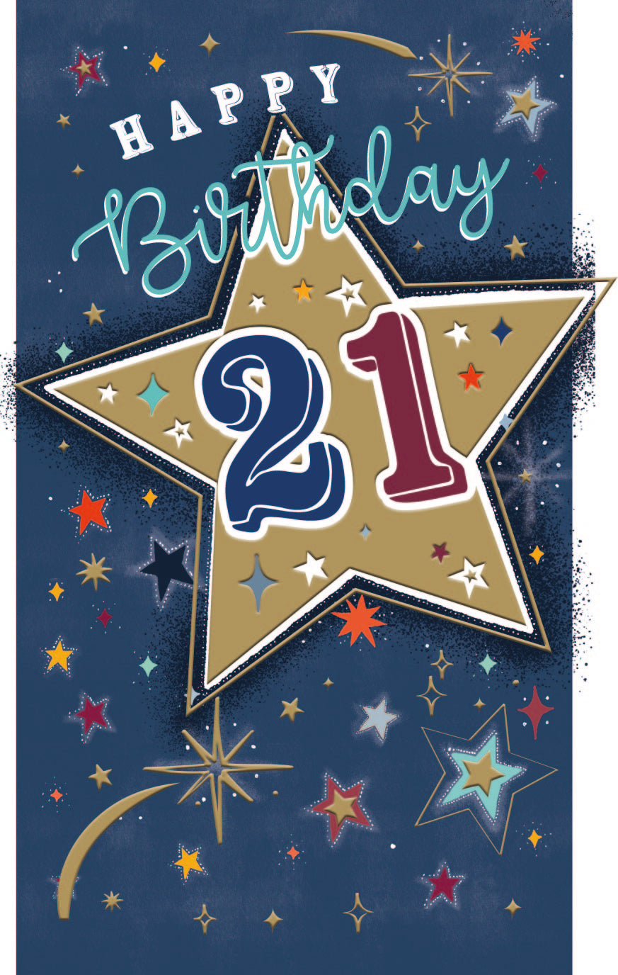 21st birthday card - bold star