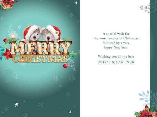 Niece and her Partner Christmas card - cute bears