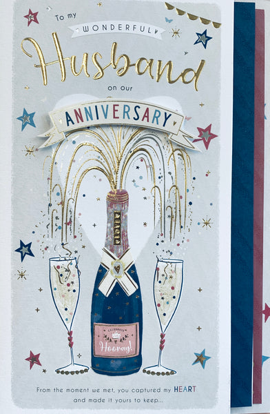 Husband anniversary card - champagne sparkles