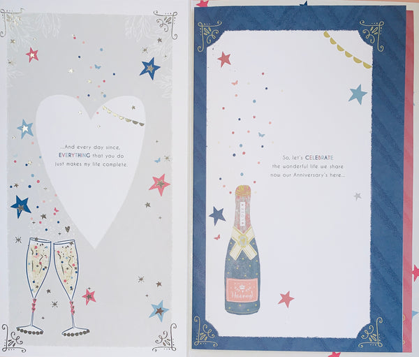 Husband anniversary card - champagne sparkles