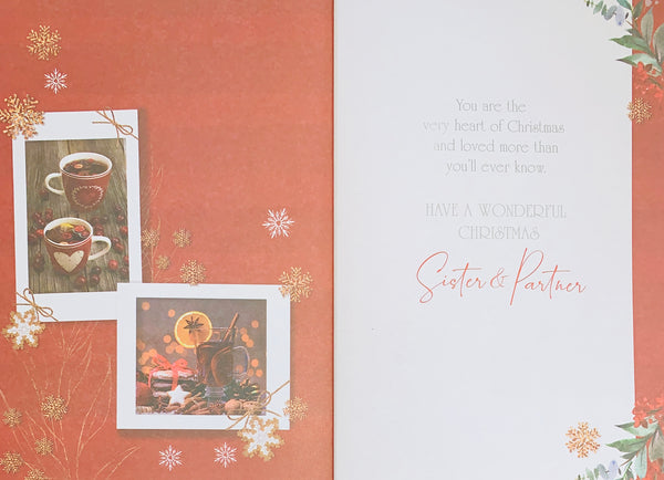 Sister and Partner Christmas card - traditional
