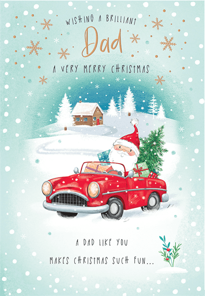 Dad Christmas card - cute Santa l