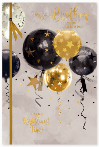 Brother birthday card- balloons and stars