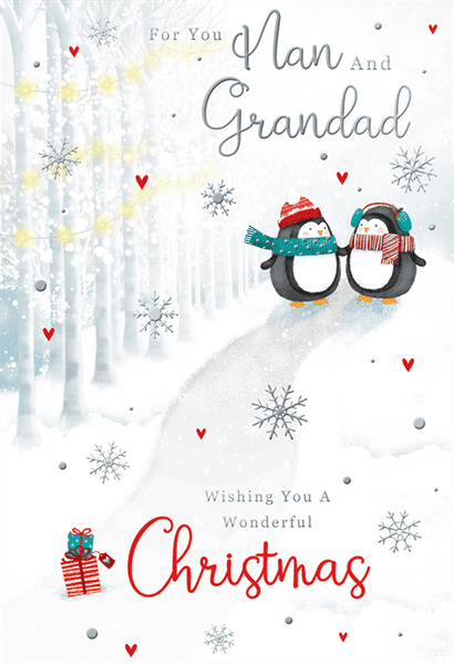 Nan and Grandad Christmas card - cute penguins