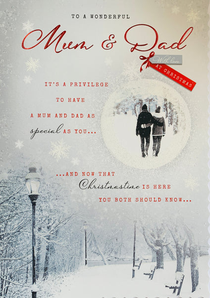 Mum and Dad Christmas card - winter scene