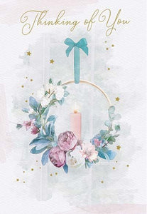 Thinking of you card- candle and flowers