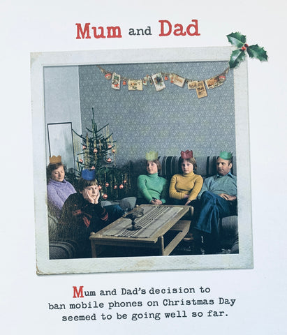 Mum and Dad funny Christmas card
