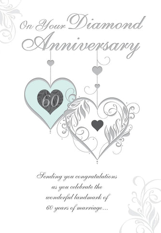 Diamond wedding anniversary card- hearts
