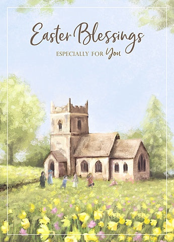 Religious Easter card- pretty church