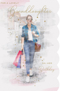 Granddaughter birthday card - birthday shopping