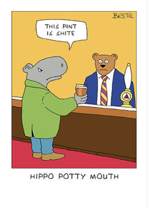 Funny birthday card- swearing hippo