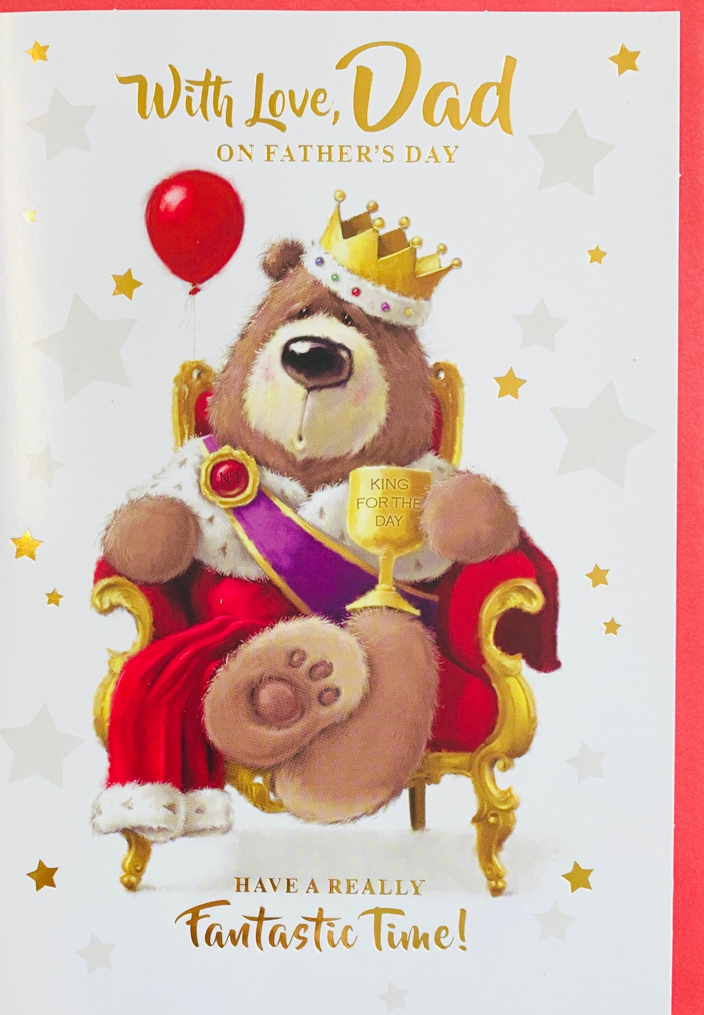Dad cute Father’s Day card- cute king bear sat on throne