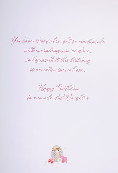 Daughter birthday card- Birthday balloons and gifts
