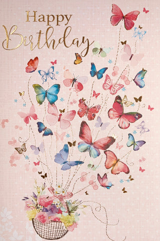 Birthday card for her butterflies and flowers