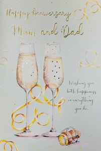 Mum and Dad wedding anniversary card- champagne