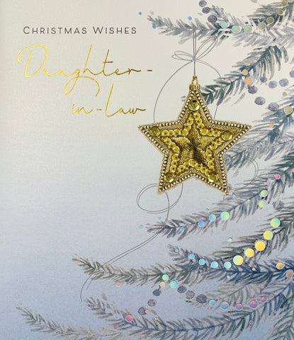 Daughter-in-law Christmas card- Christmas tree sparkles
