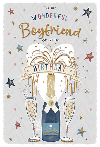 Boyfriend birthday card - sparkling champagne