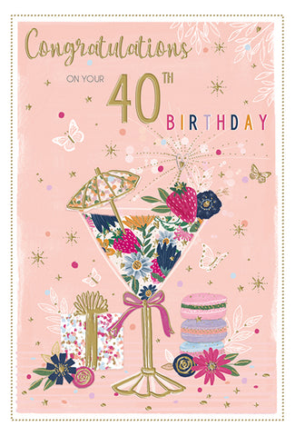 40th birthday card - birthday cocktails