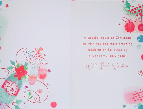 Daughter and Partner Christmas card - champagne sparkles