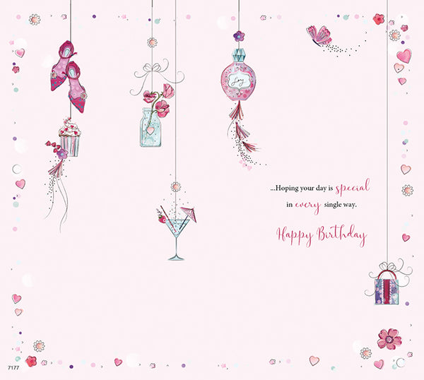 Friend birthday card - sparkling pink