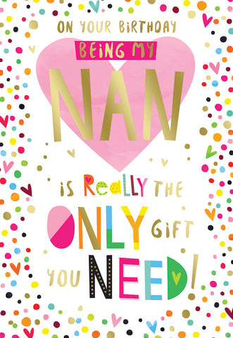 Nan birthday card- modern hearts