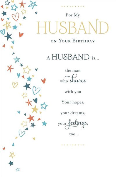 Husband birthday card - stars and hearts