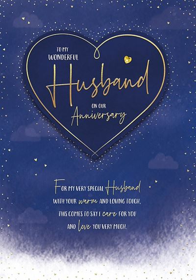 Husband anniversary card - hearts and stars