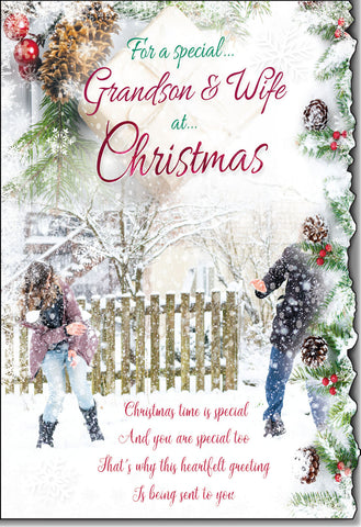 Grandson and Wife Christmas card - Sentimental verse