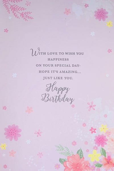 Daughter birthday card- floral balloons