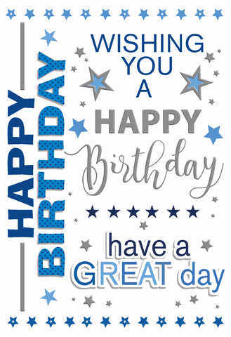 Birthday card for him modern text and stars