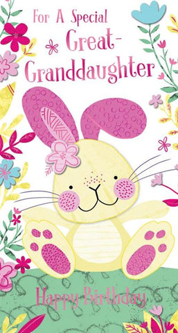 Great-Granddaughter birthday card- cute rabbit