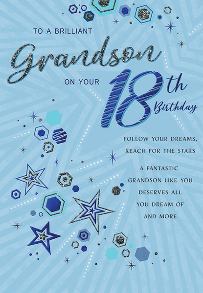 Grandson 18th birthday card modern