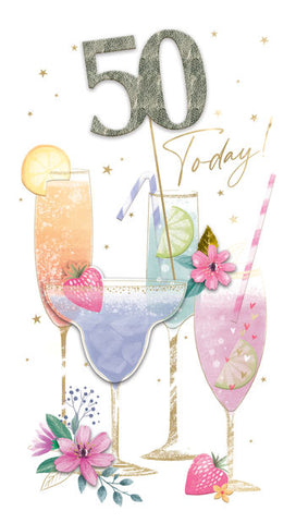 50th birthday card cocktails and sparkle
