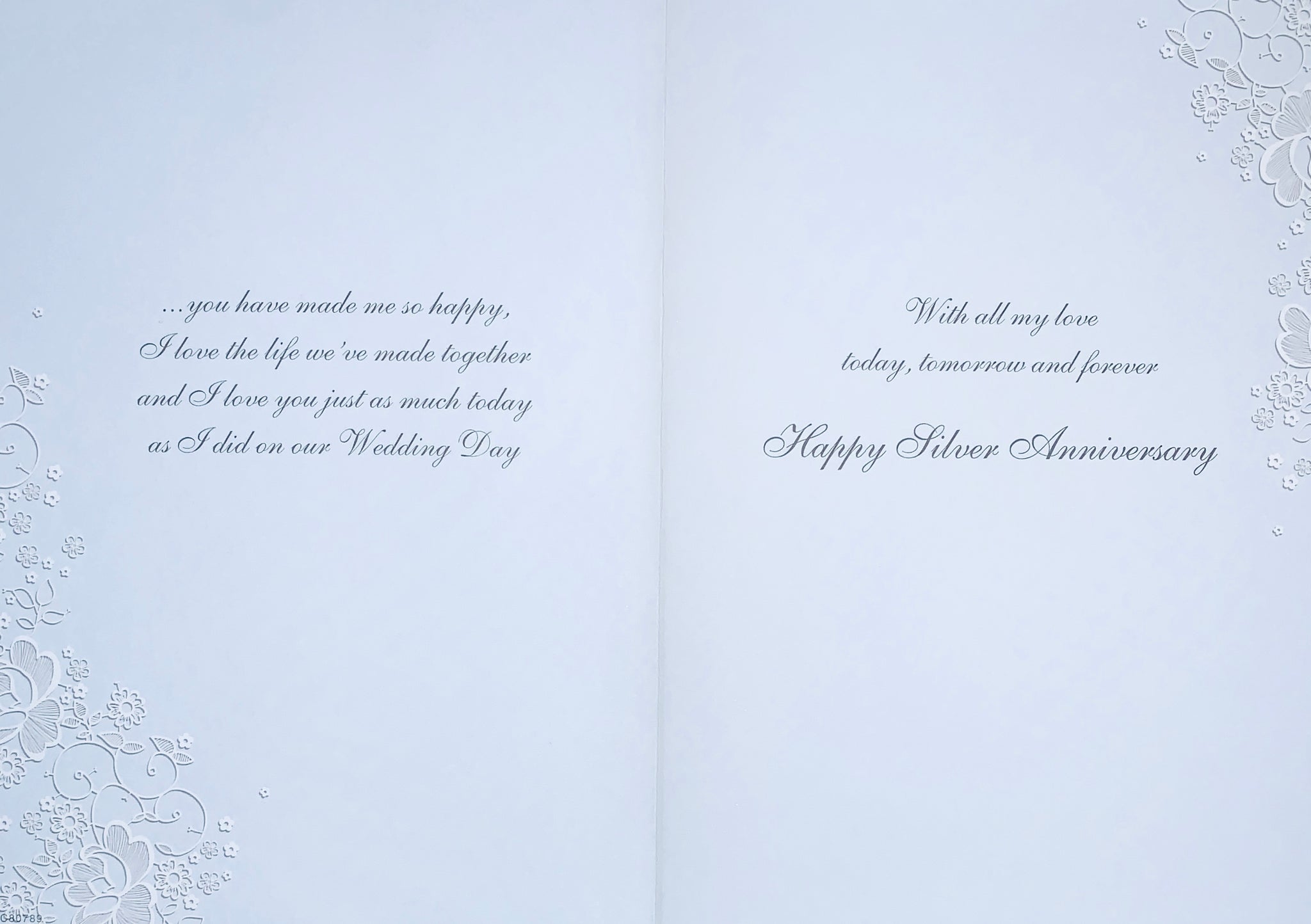 White Cotton Cards Silberhochzeit-Karte – 22x22 Cm, Handgemacht, Mit Strass, Für Ehefrau